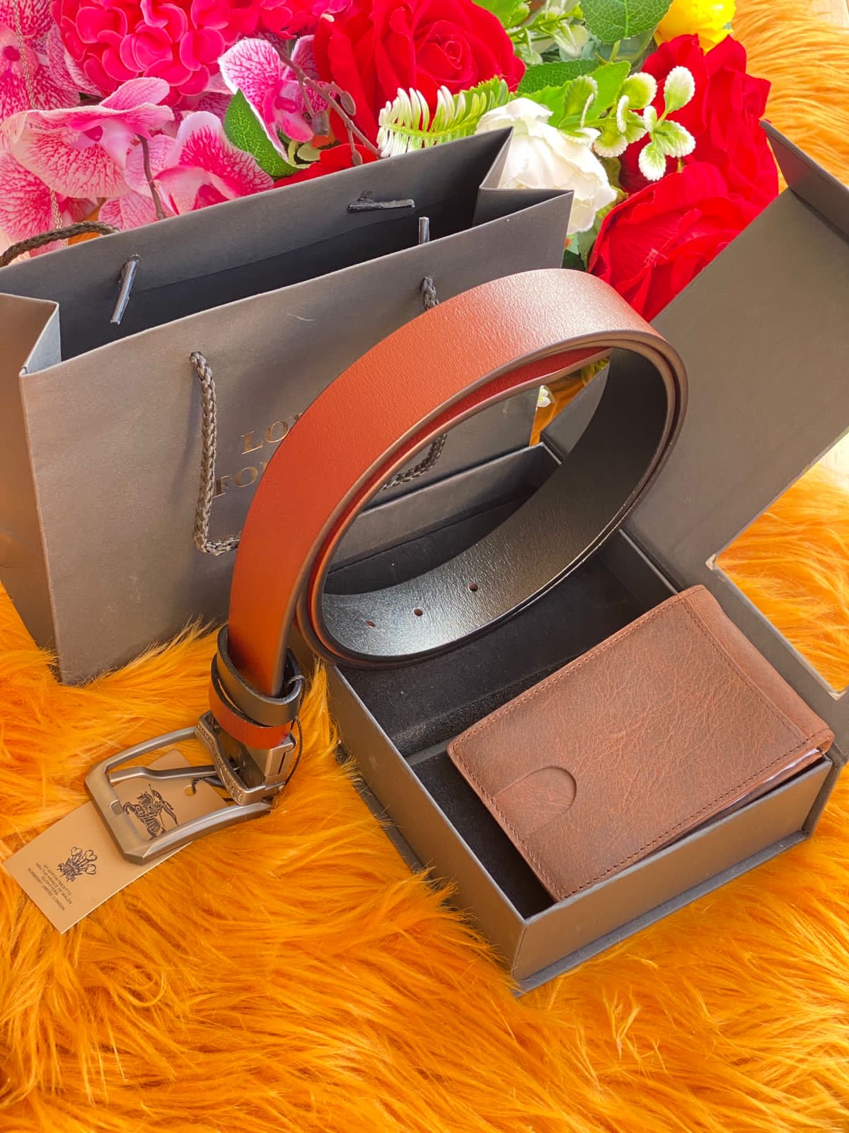 DOUBLE SIDED LEATHER BELT AND A WALLET PACKAGE