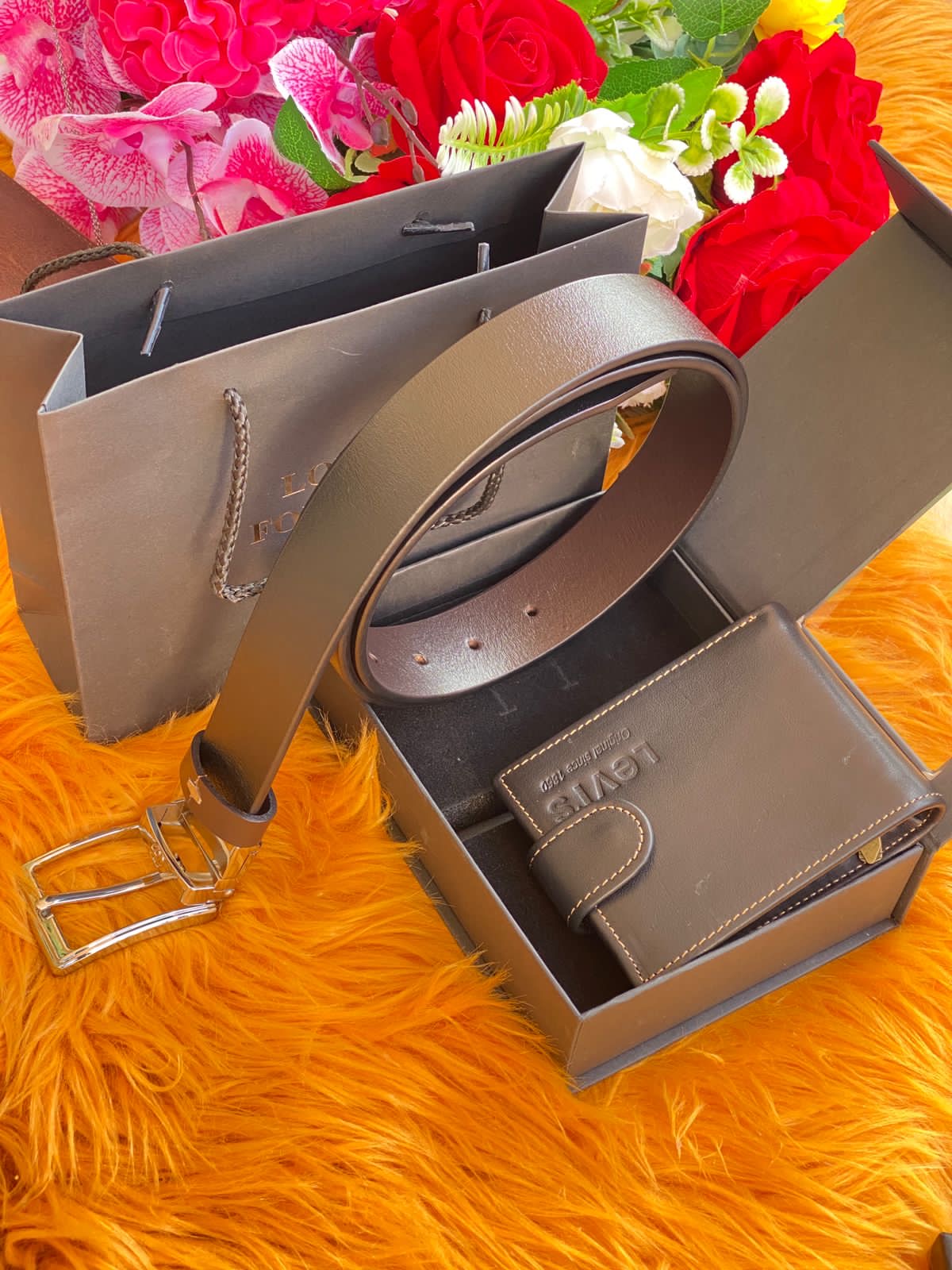 DOUBLE SIDED LEATHER BELT AND A WALLET PACKAGE