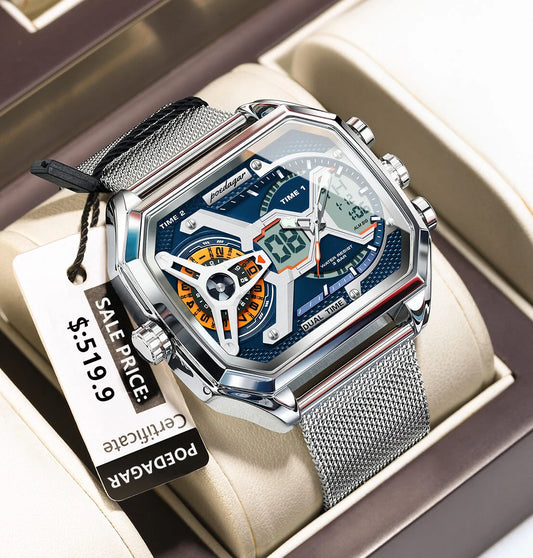 Poedagar E106 Dual time Hybrid watch