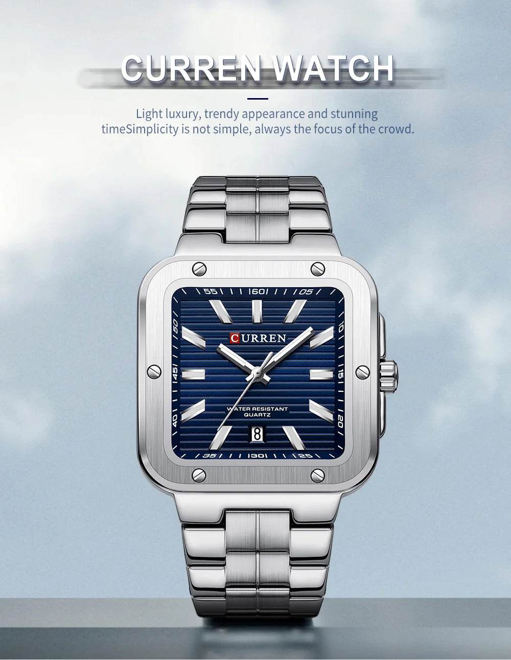 1CURREN 8479 CLASSIC SQUARE DIAL WATCH