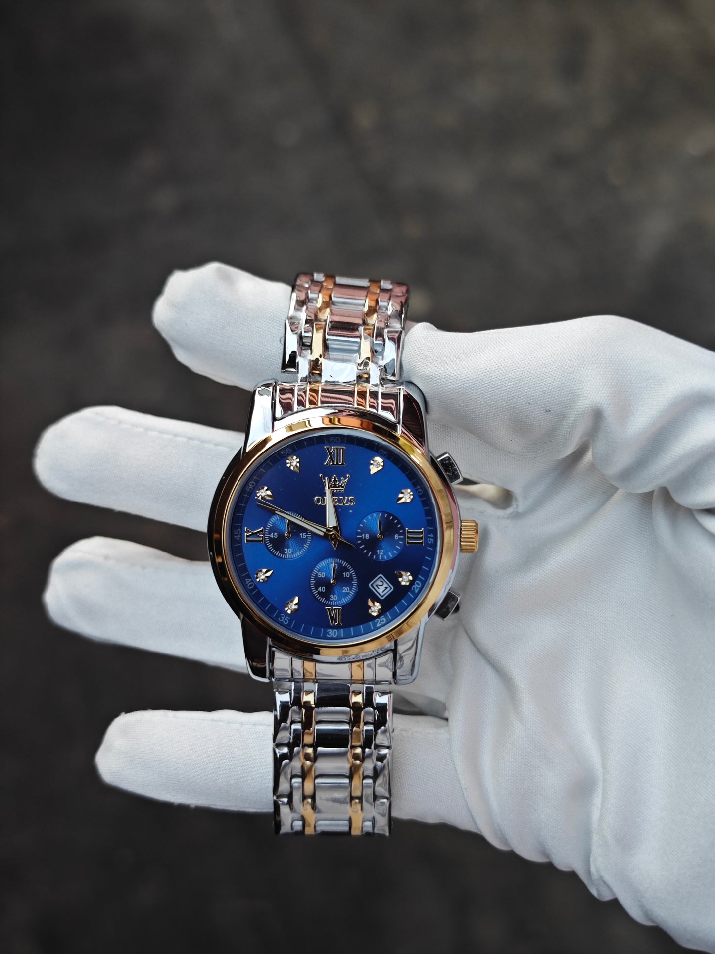 OLEVS 2858 Brand Men's Watch Multi-functional Fashion Quartz Watch New Steel Belt Waterproof Quartz Watch