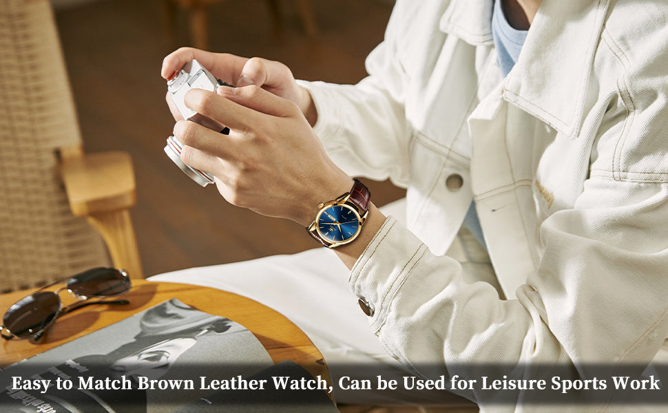 A1 OLEVS 6898 Leather strap watch