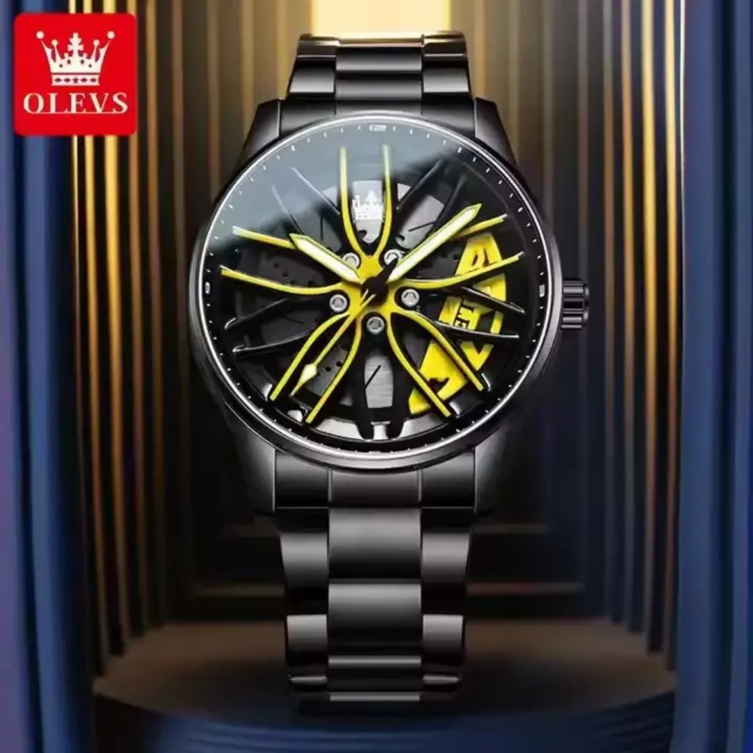 A. OLEVS car rim inspired watch