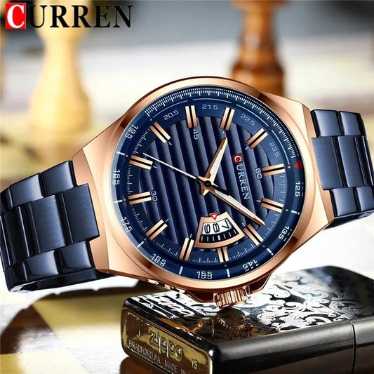 CURREN GENTS 8375 FULL STEEL QUARTZ BUSINESS WATCH