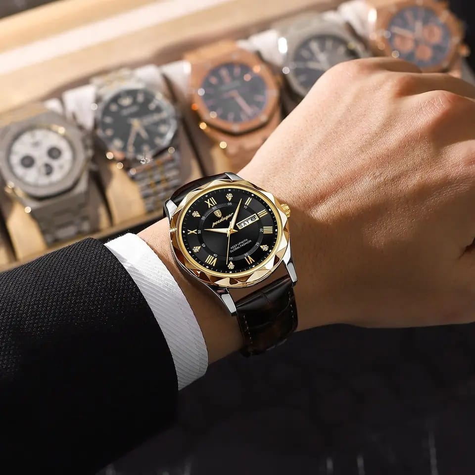 Poedagar 615 leather strap watch