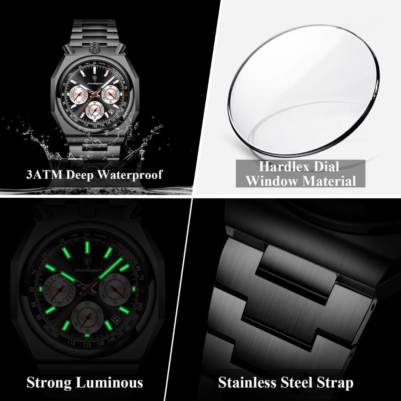 Poedagar Model 897B chronograph watch