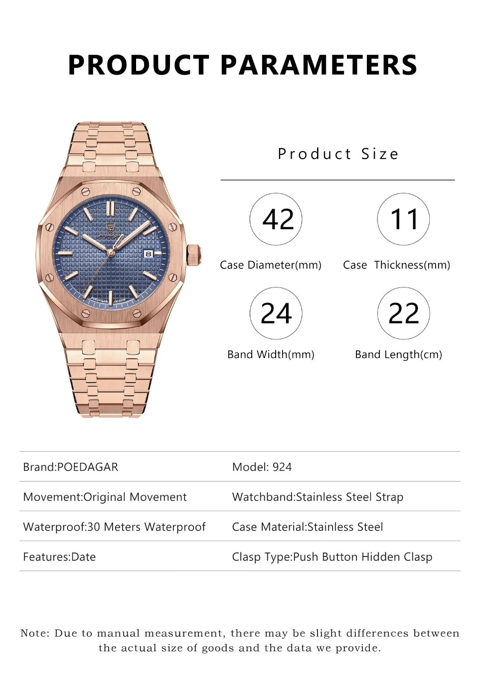 Poedagar Model 924 Date display watch