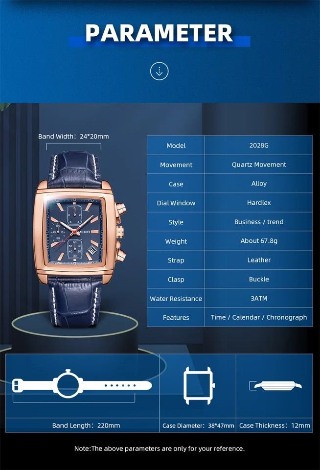 Megir leather watch