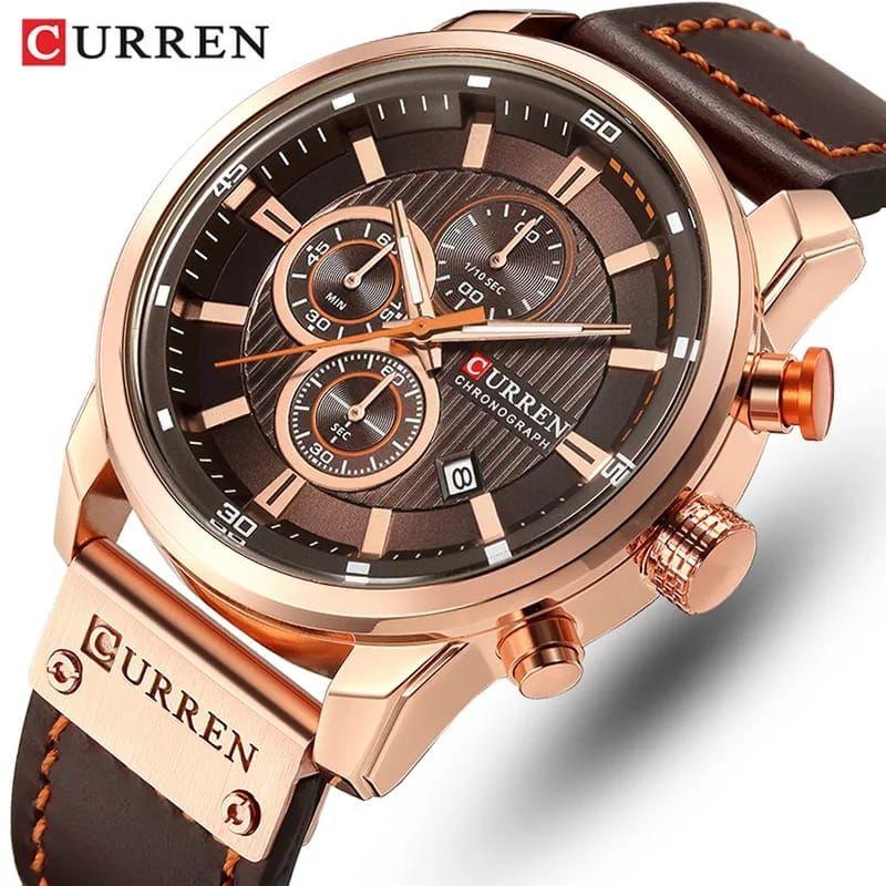 CURREN FASHION DATE QUARTZ MEN LEATHER STRAP WATCHES