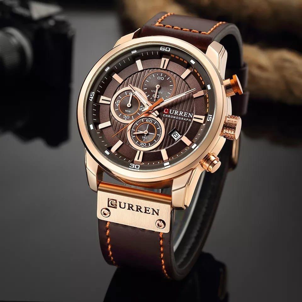 CURREN FASHION DATE QUARTZ MEN LEATHER STRAP WATCHES