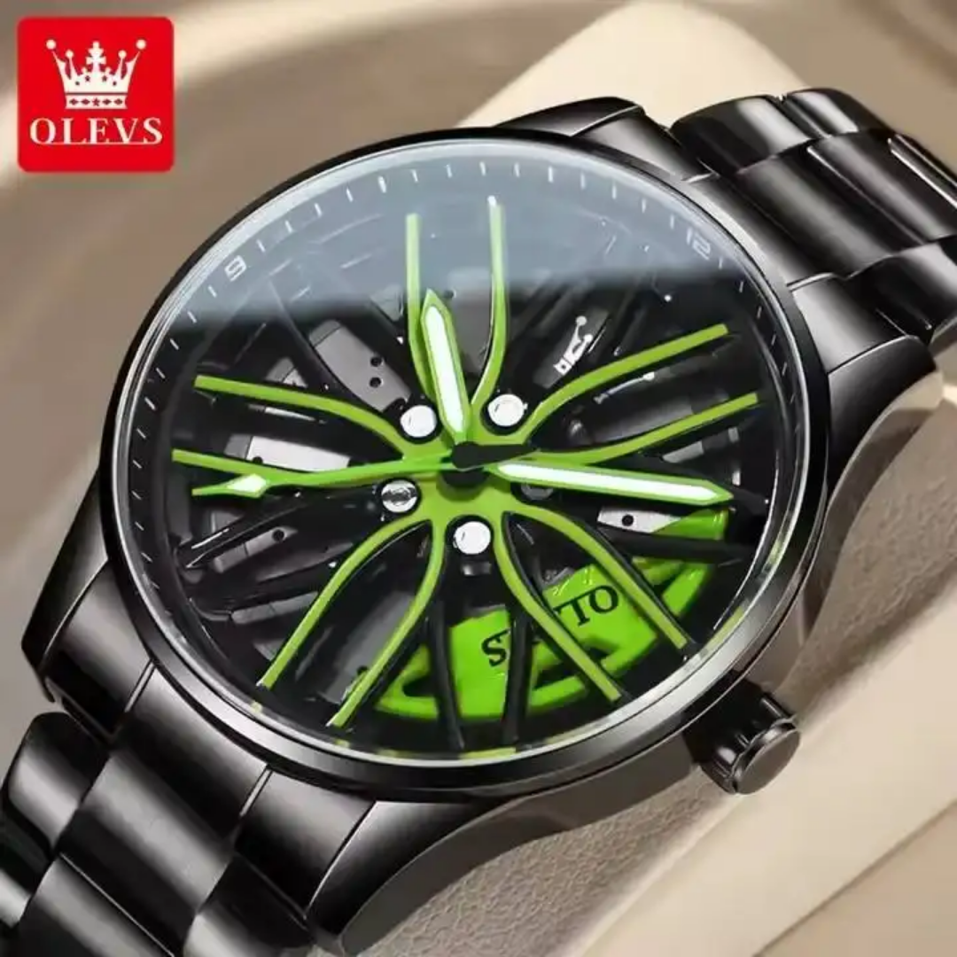 A. OLEVS car rim inspired watch