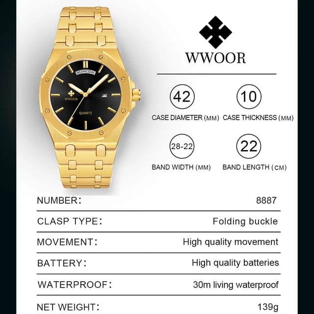Wwoor *8887* Gents day and date watch