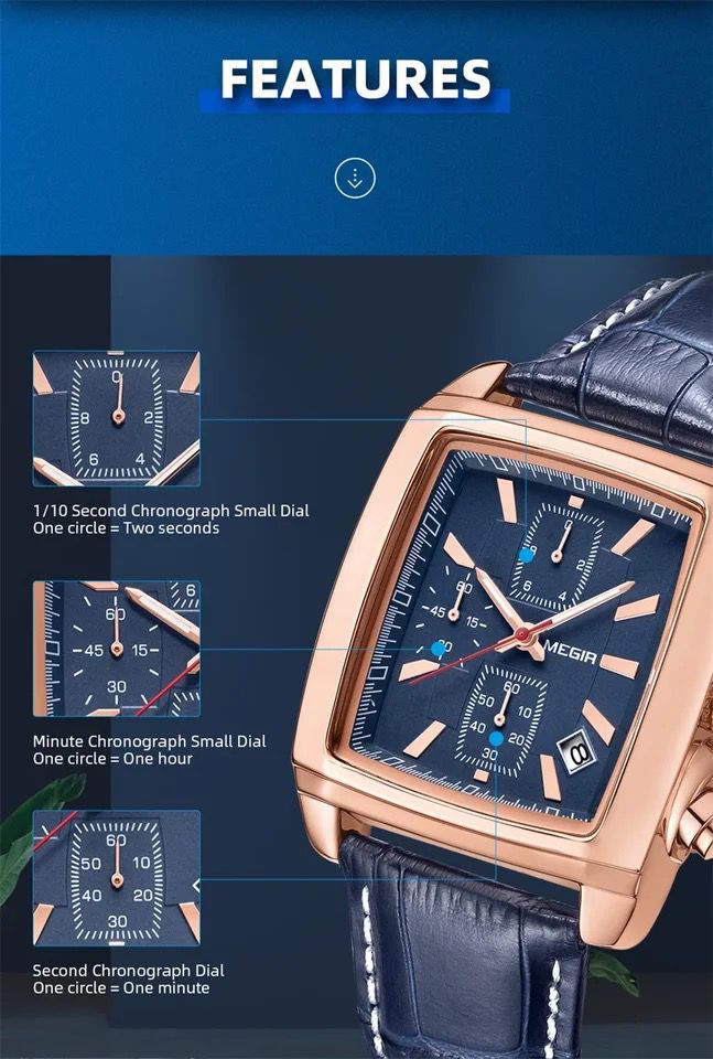 Megir leather watch