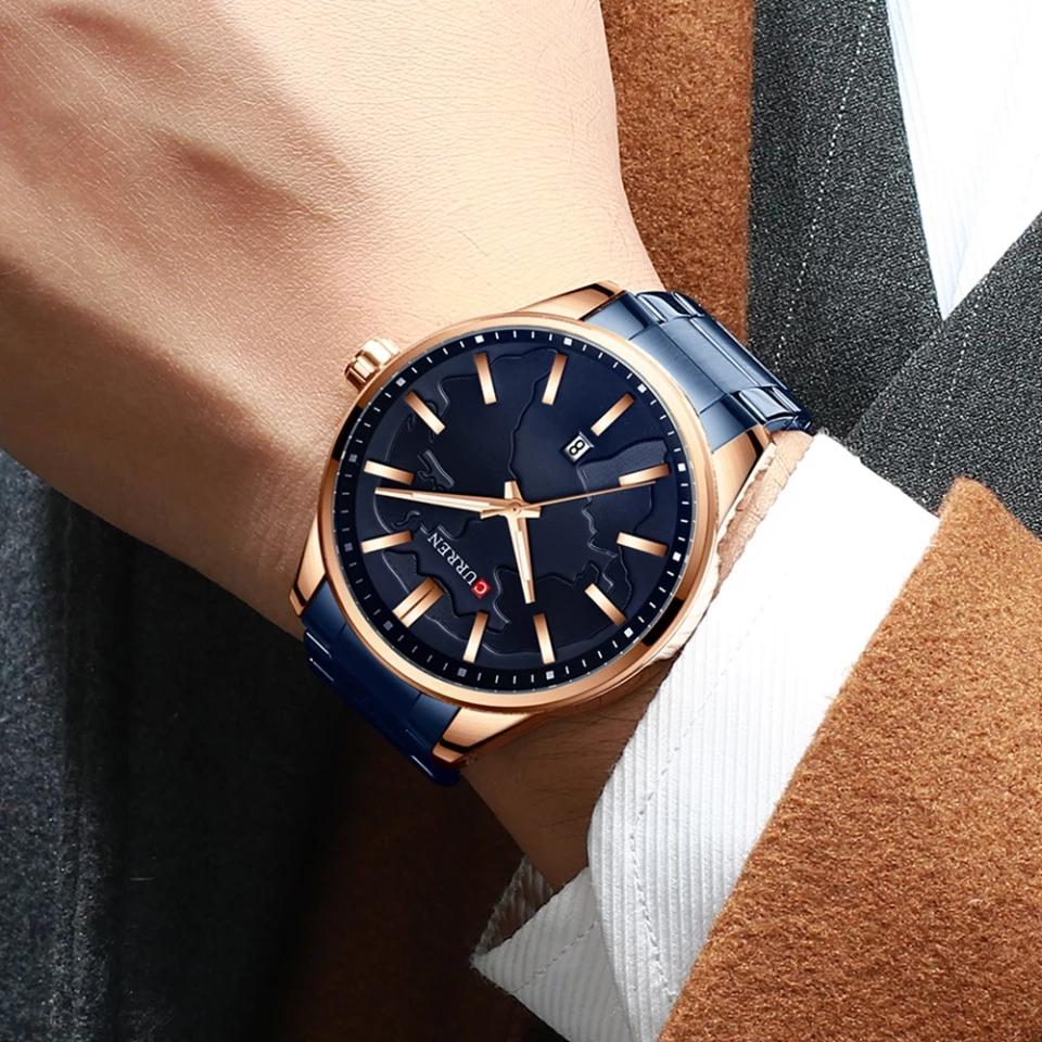 Curren 8366 Watch Men Waterproof Calendar Quartz Wrist Watch Business Alloy Case Stainless Steel Band Watch