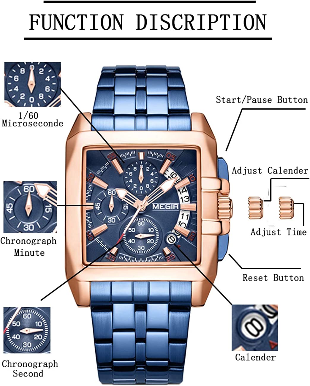 Men square watch MGE46