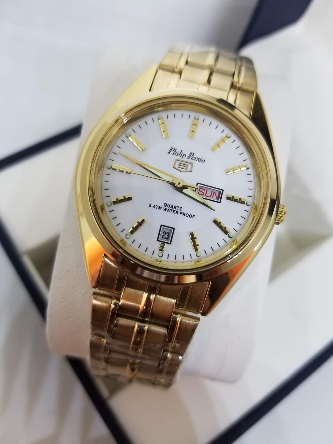 PHILIP PERSIO DAY AND DATE GENTS WATCH WATERPROOF 3ATM