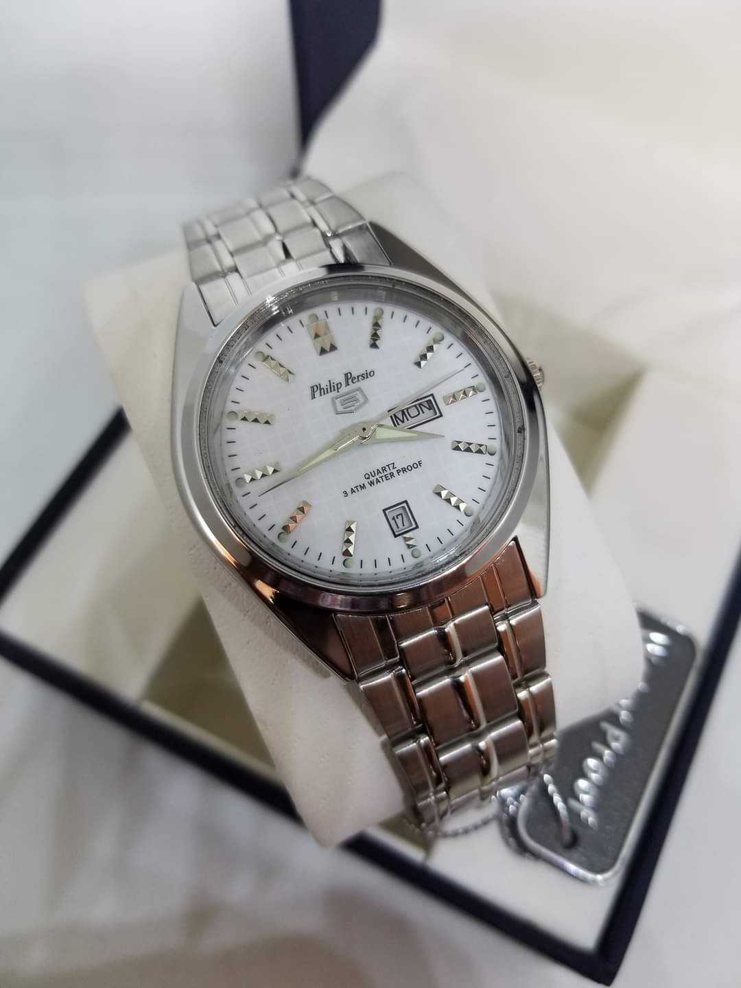 PHILIP PERSIO DAY AND DATE GENTS WATCH WATERPROOF 3ATM