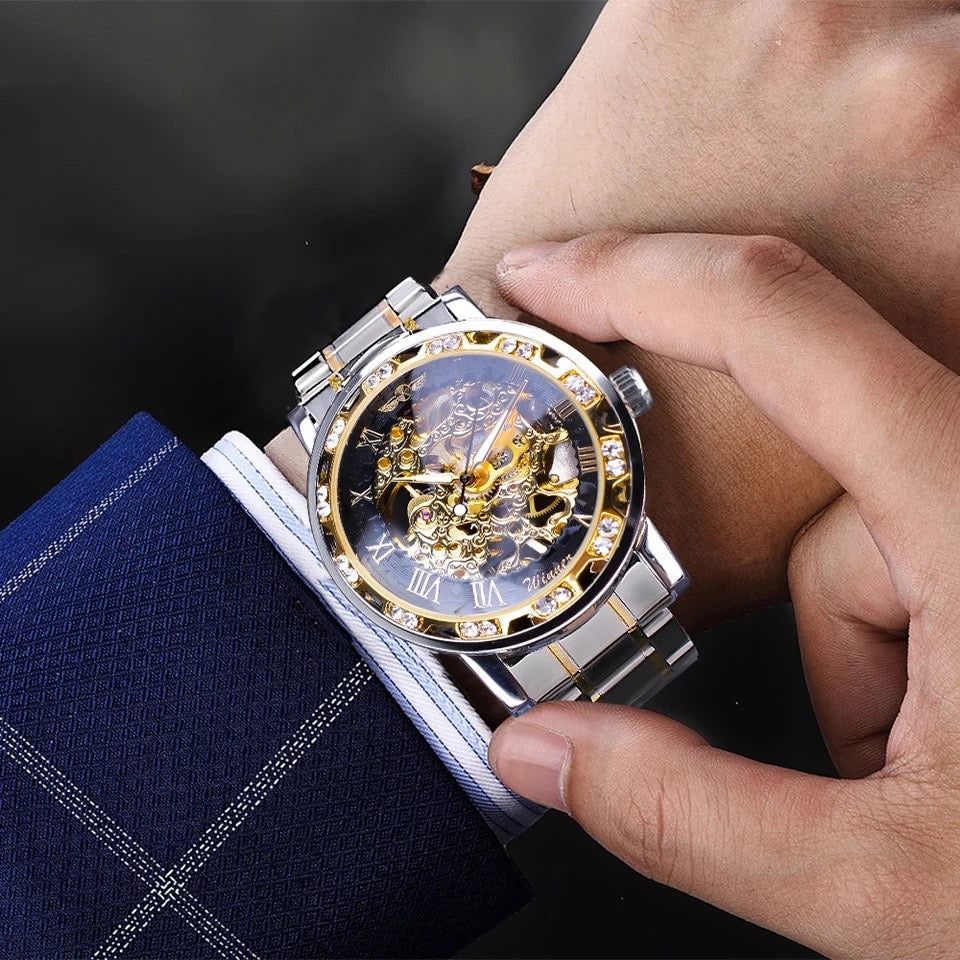 Winner Transparent Fashion Diamond Luminous Gear Movement Royal Design