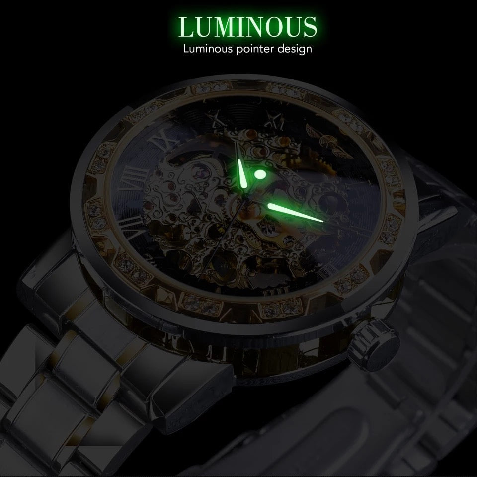 Winner Transparent Fashion Diamond Luminous Gear Movement Royal Design