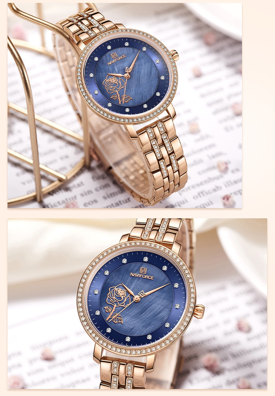 NAVIFORCE Women Luxury Wrist Watches with Diamonds Waterproof Stainless Steel Elegant Ladies Bracelet Watch Relogio Masculino