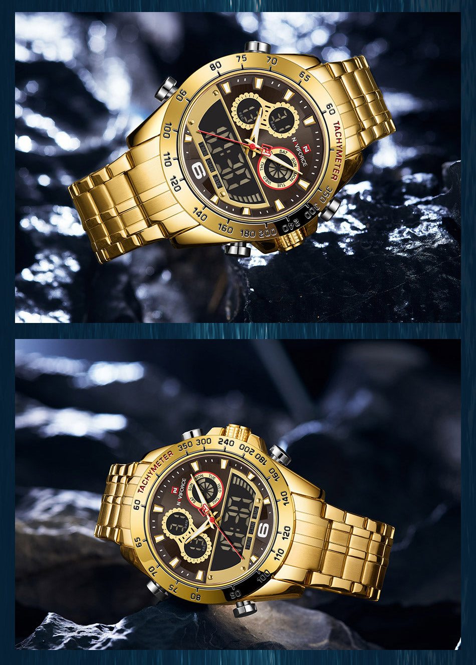 NAVIFORCE Luxury Brand Men Military Sports Watches Men's Digital Quartz Clock Full Steel Waterproof WristWatch Relogio Masculino