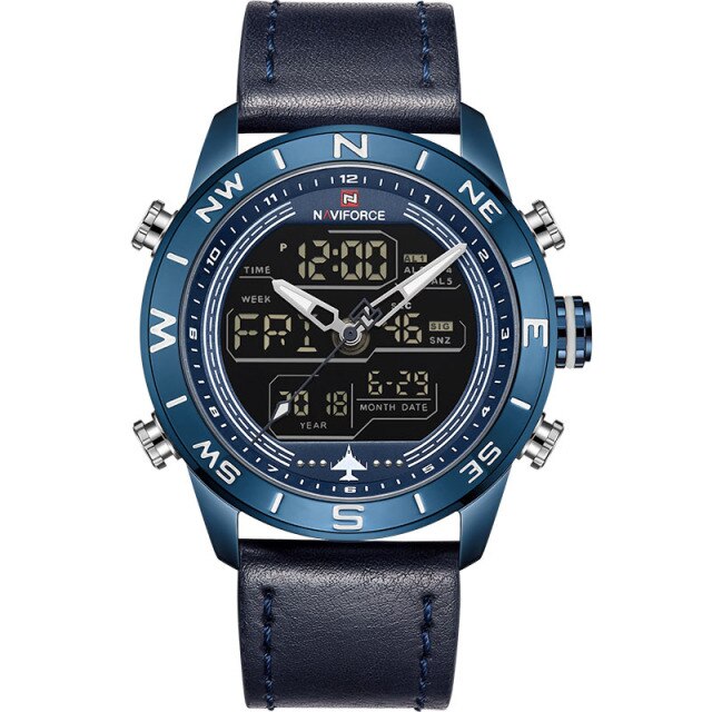 NAVIFORCE Men Watch Top Brand New Sports Male 3Bar Chronograph Waterproof Quartz Digital Clocks Military Wristwatch Brown Gold