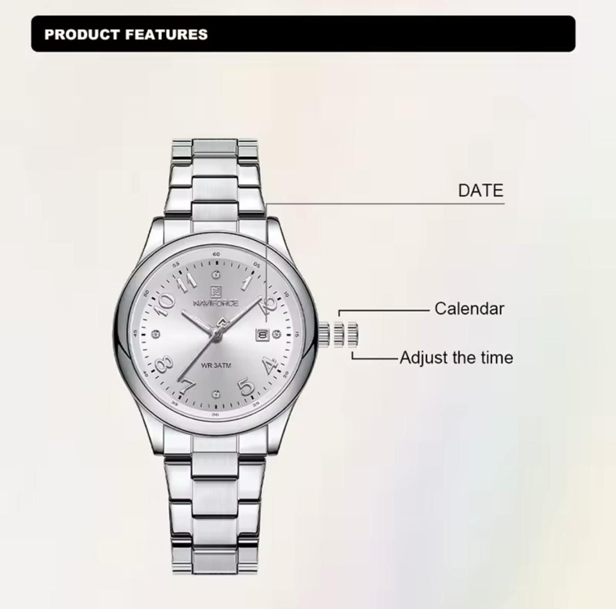 Ladies Naviforce NF5059 Sleek versatile watch plnt