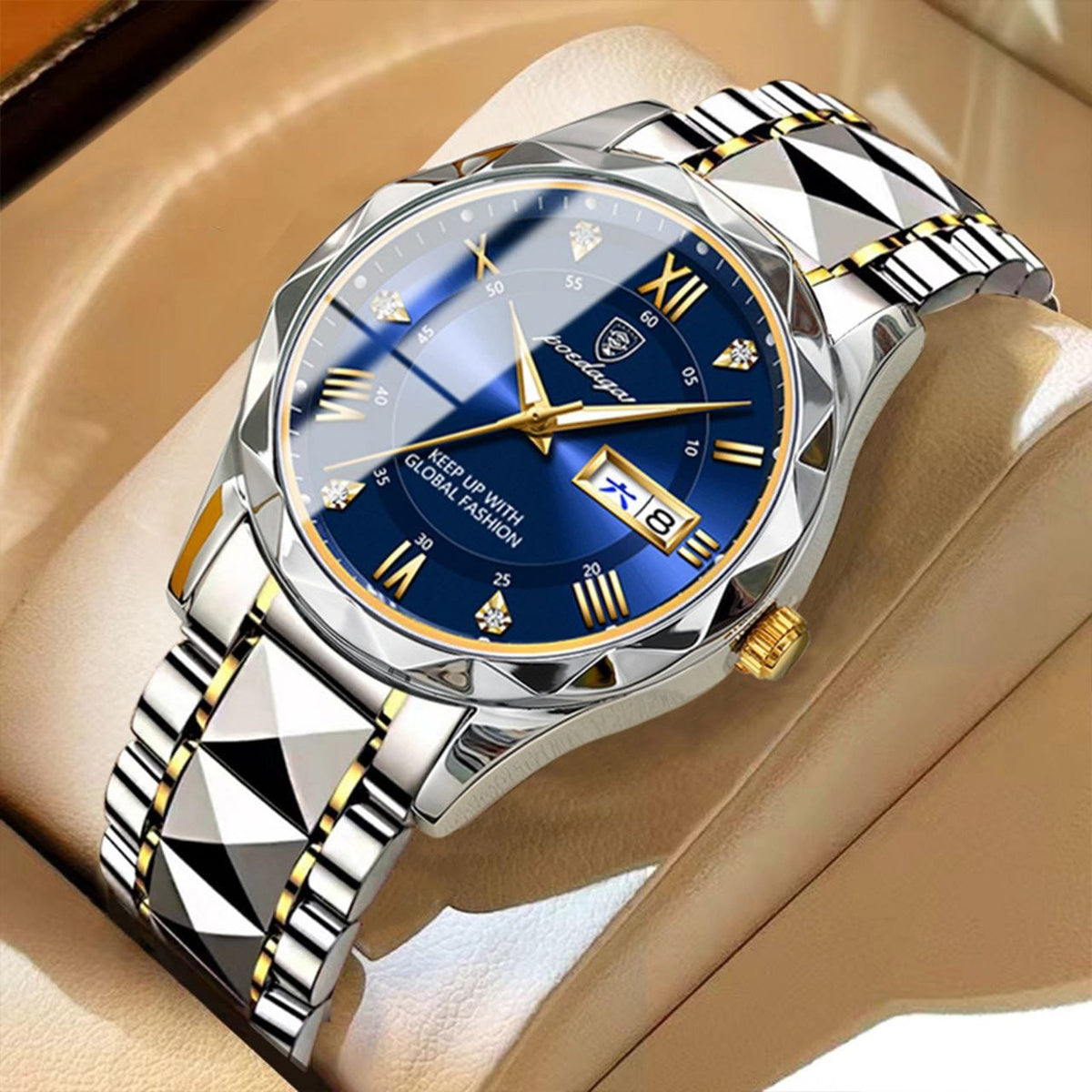 POEDAGAR 615 Luxury Business Man Wristwatch Waterproof Luminous Date Week Men Watch For Men Quartz Clock Stainless Steel Men’s Watches Reloj