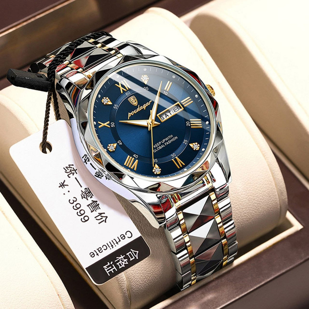 POEDAGAR 615 Luxury Business Man Wristwatch Waterproof Luminous Date Week Men Watch For Men Quartz Clock Stainless Steel Men’s Watches Reloj