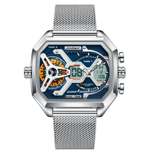 Poedagar E106 Dual time Hybrid watch