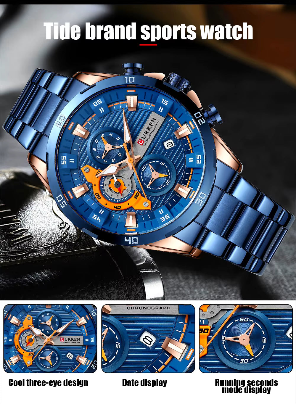 CURREN 8402 Men's Chronograph Stainless Steel Watch