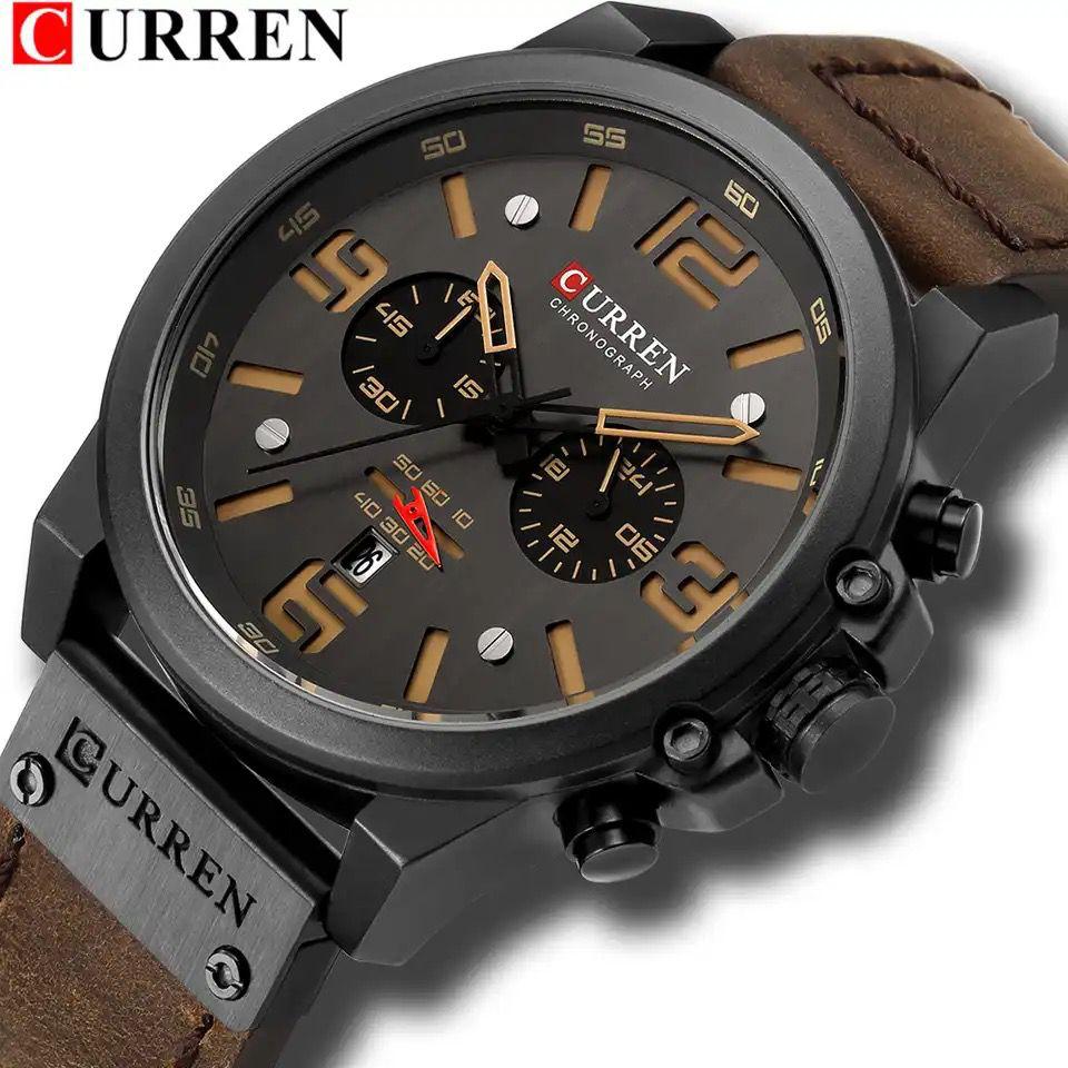 CURREN CHRONOGRAPH MEN WATCH QUARTZ BRAND LEATHER STRAP