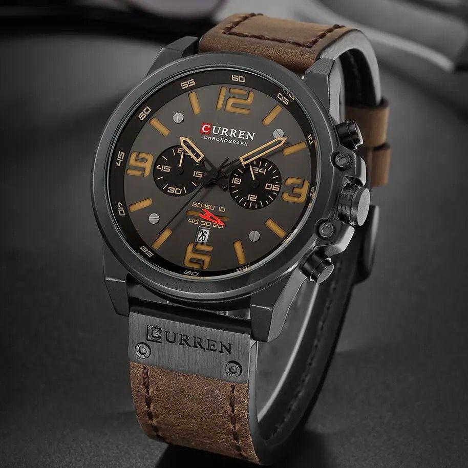 CURREN CHRONOGRAPH MEN WATCH QUARTZ BRAND LEATHER STRAP