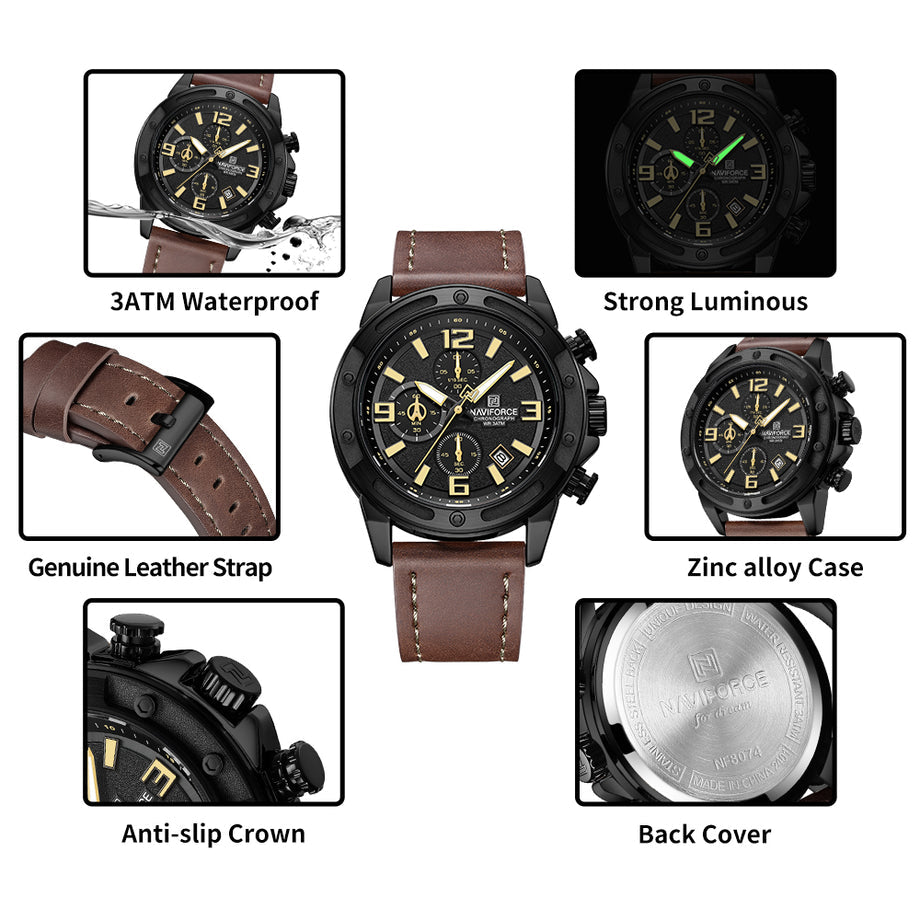 NAVIFORCE Military Style Watch NF8074 – Power, Precision, and Luxury