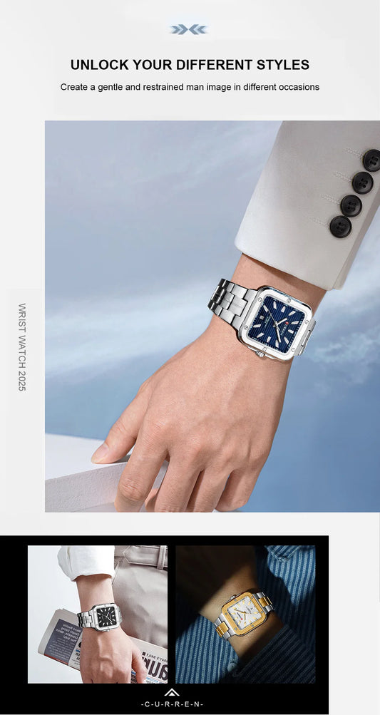 1CURREN 8479 CLASSIC SQUARE DIAL WATCH