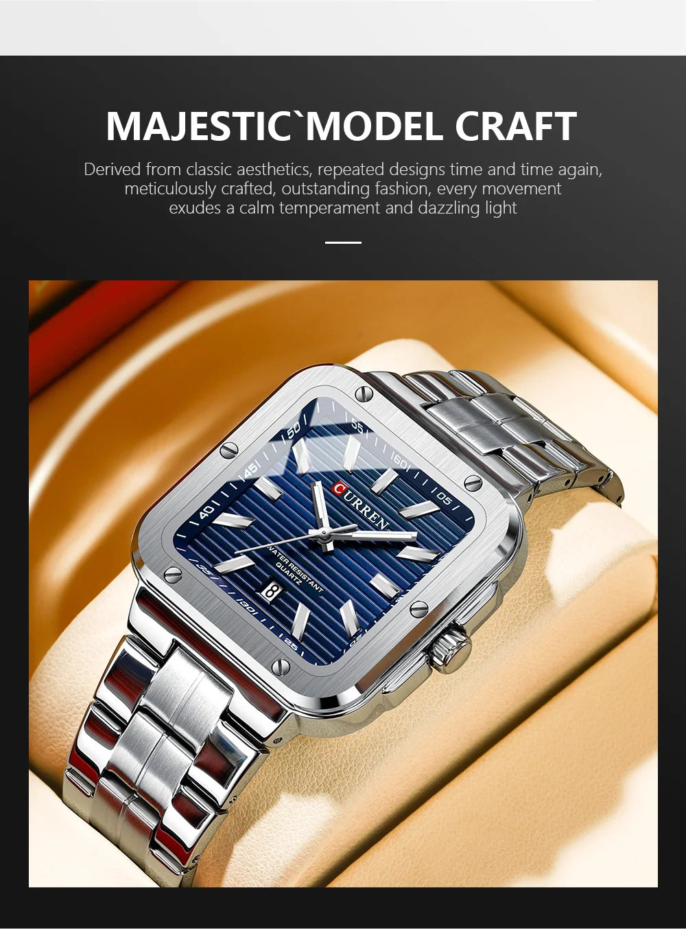 1CURREN 8479 CLASSIC SQUARE DIAL WATCH