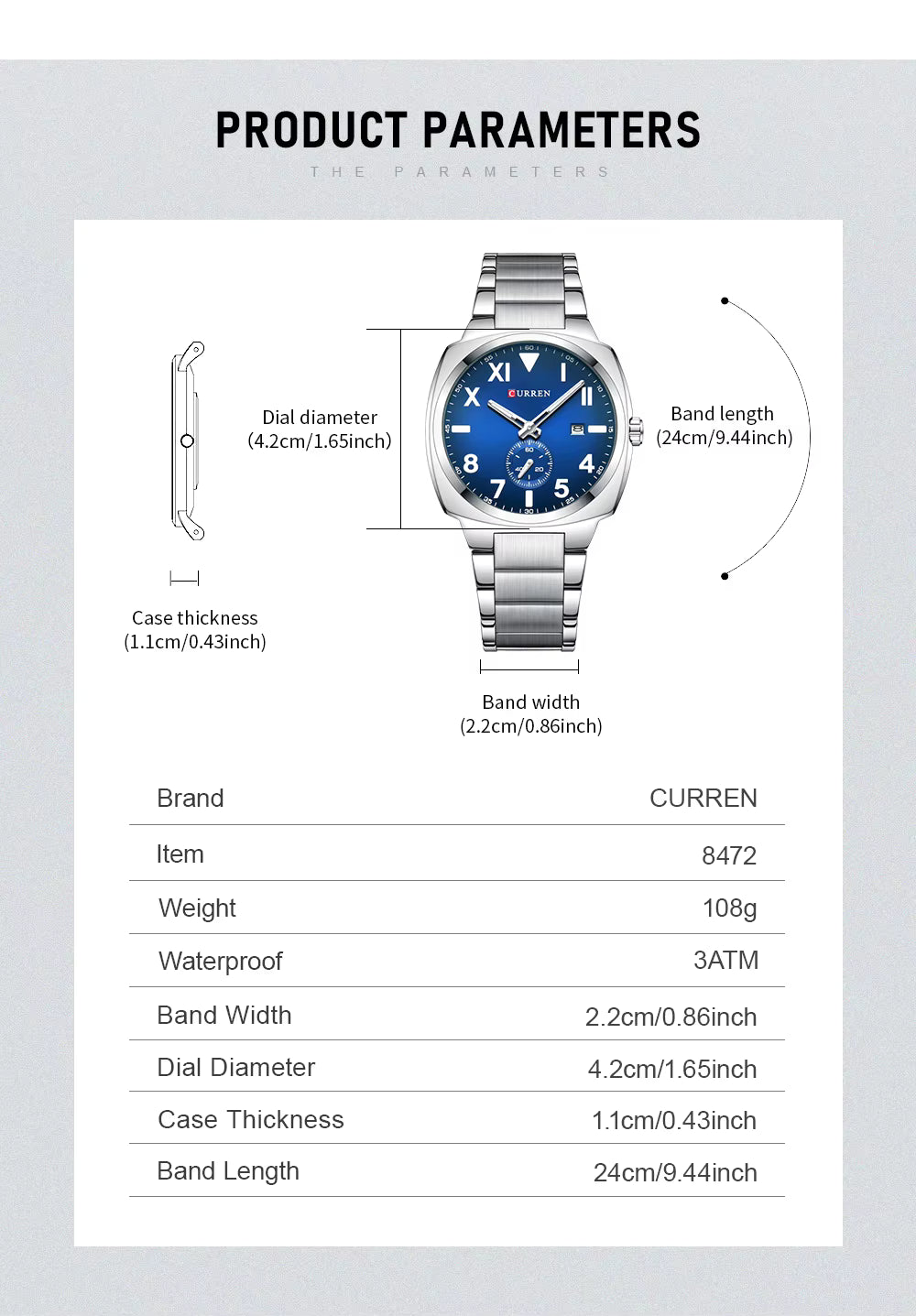 CURREN 8472 Men's Stainless Steel Watch