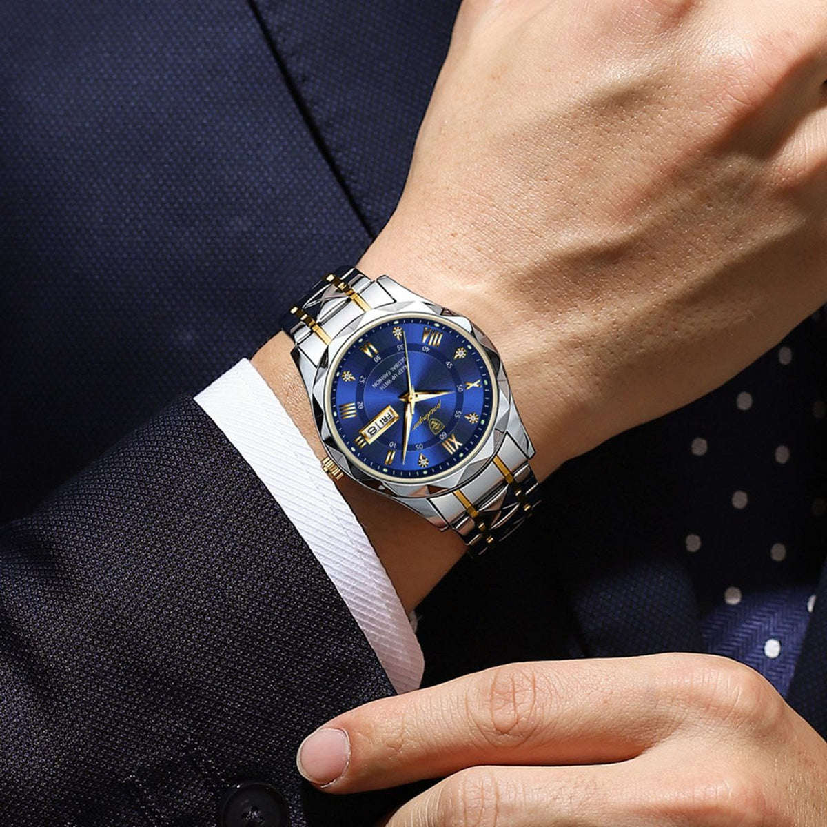 POEDAGAR 615 Luxury Business Man Wristwatch Waterproof Luminous Date Week Men Watch For Men Quartz Clock Stainless Steel Men’s Watches Reloj