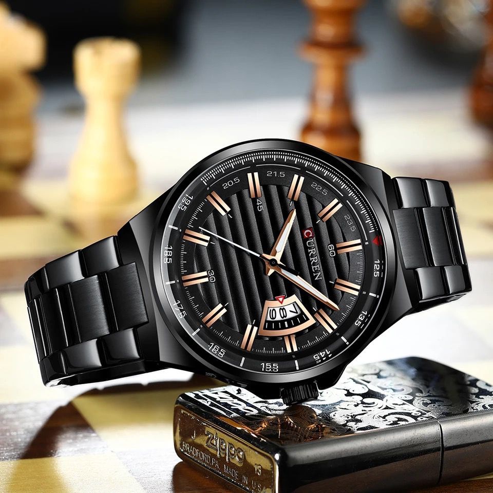 CURREN GENTS 8375 FULL STEEL QUARTZ  BUSINESS  WATCH