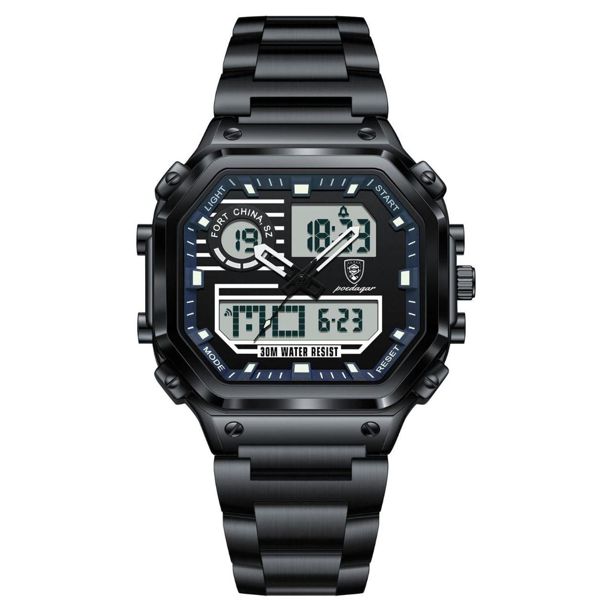 Poedagar 993 dual time chronograph watch