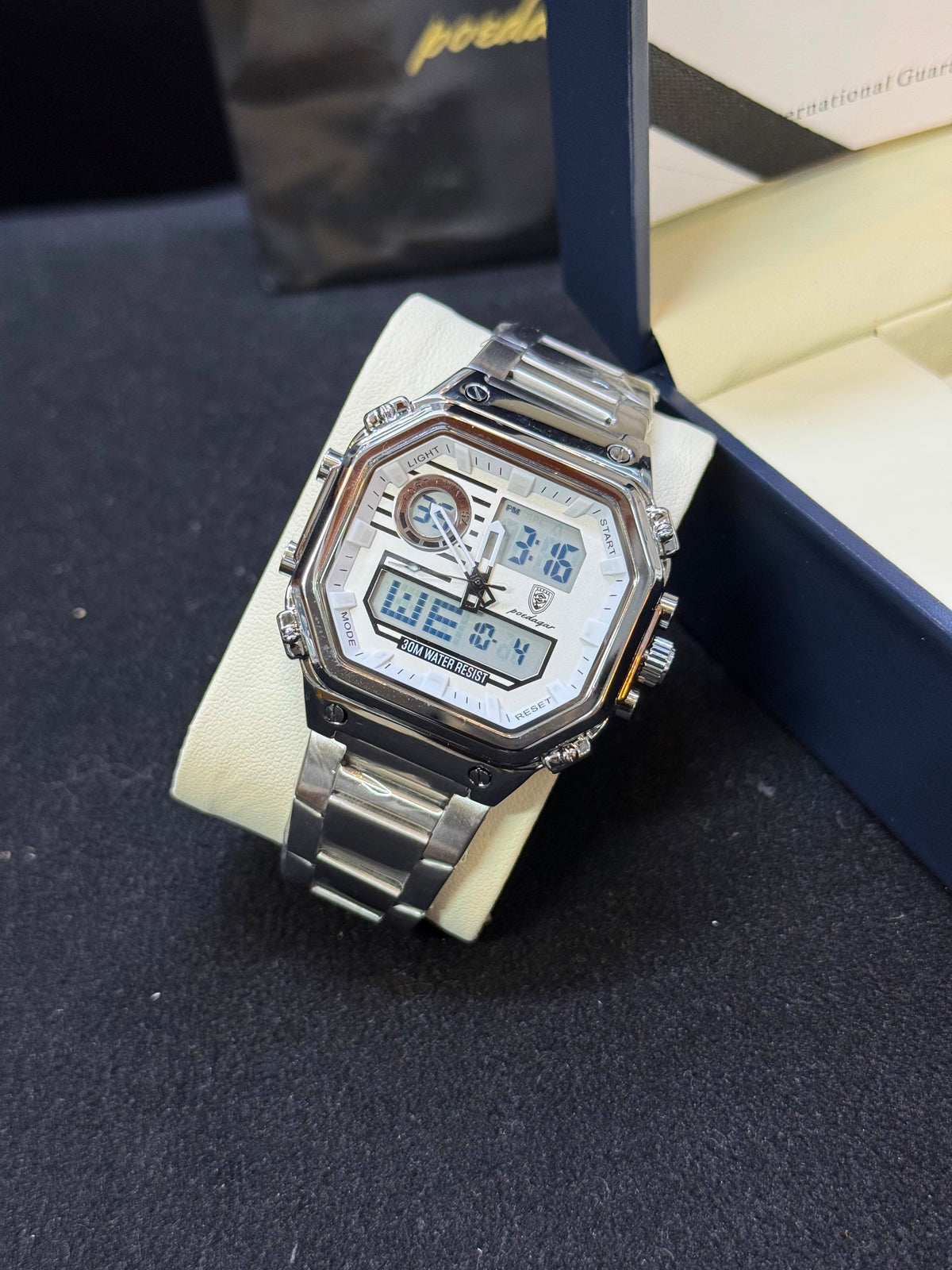 Poedagar 993 dual time chronograph watch