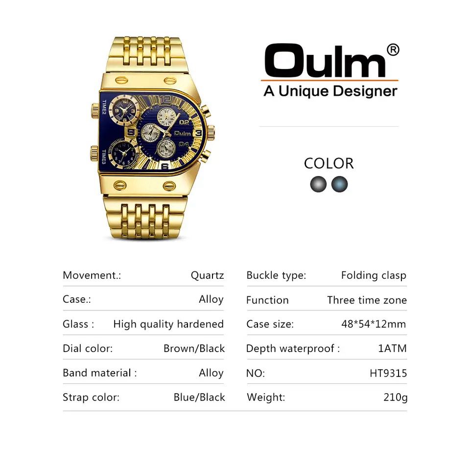 A Oulm quartz 3 time zone watch