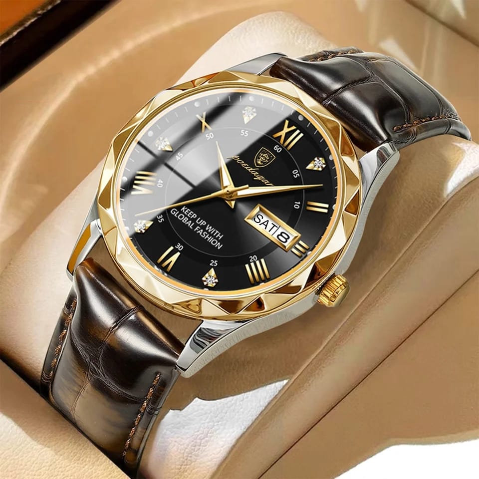 Poedagar 615 leather strap watch