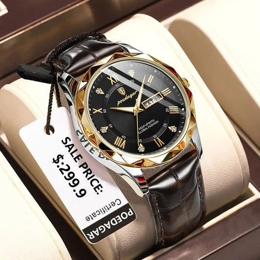 Poedagar 615 leather strap watch
