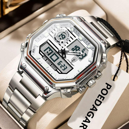 Poedagar 993 dual time chronograph watch