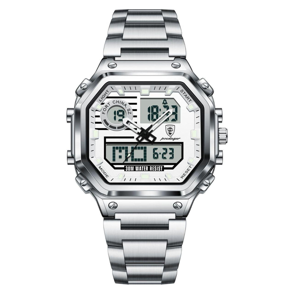 Poedagar 993 dual time chronograph watch