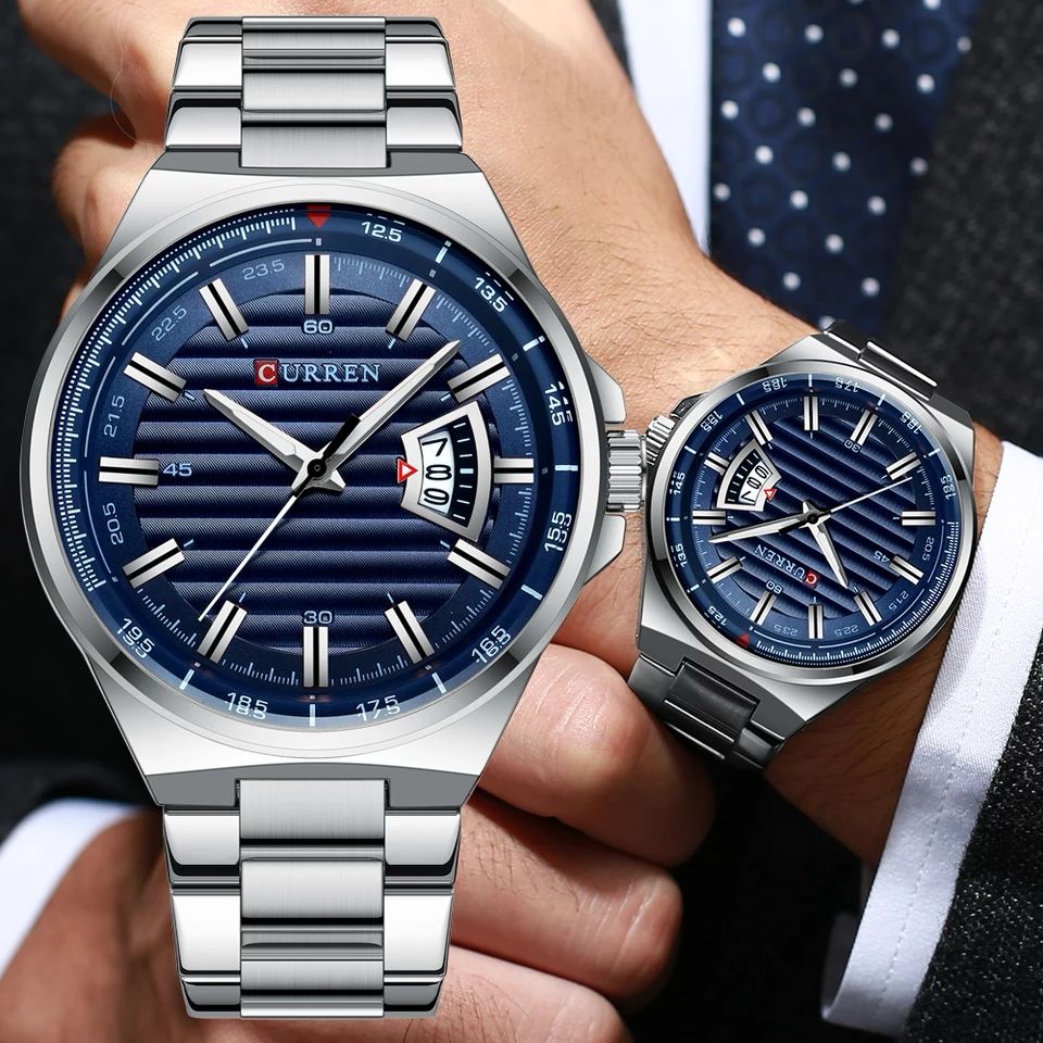CURREN GENTS 8375 FULL STEEL QUARTZ  BUSINESS  WATCH