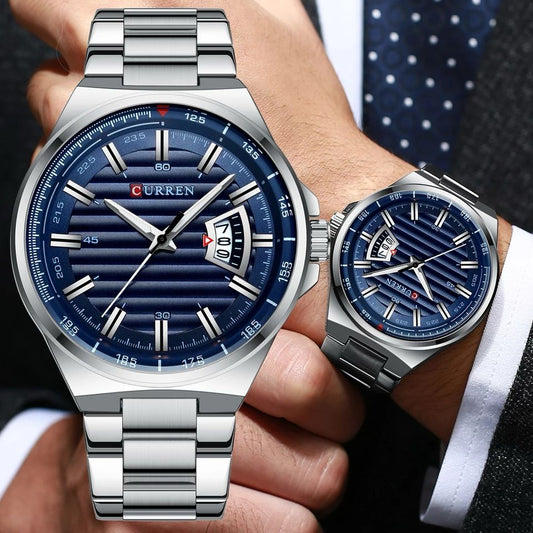 CURREN GENTS 8375 FULL STEEL QUARTZ  BUSINESS  WATCH