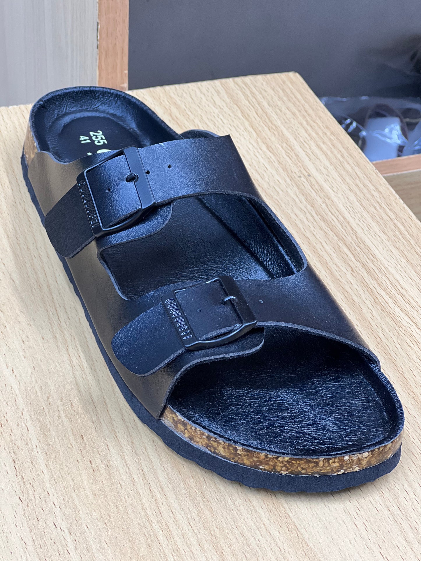 DOUBLE BUCKLE CORK SANDALS