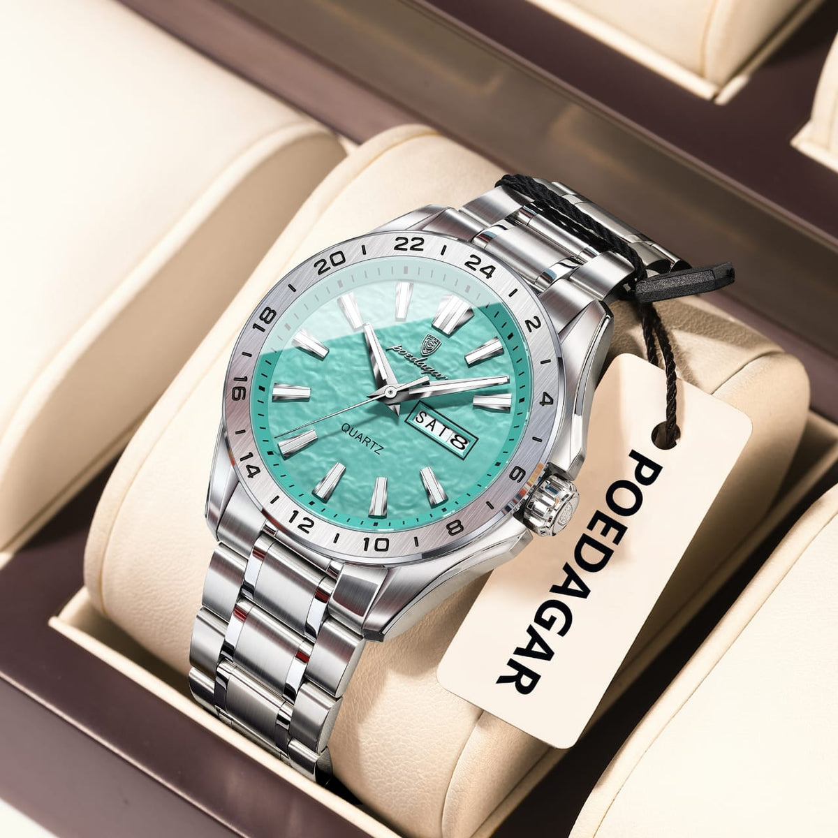POEDAGAR 683 Luxury Watch For Man Stainless Steel Date Week Quartz Men Clock Waterproof Luminous Military High Quality Men’s Watches